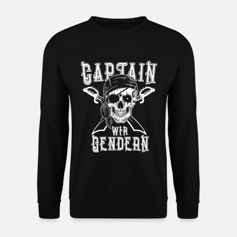 Captain wir Gendern- Lustiges Sprüche Sächsisch - Unisex Pullover - Schwarz