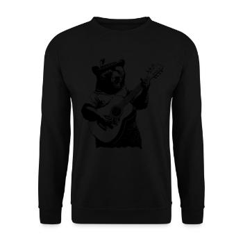 Funny Bear Playing Guitar and Singing - Unisex Sweatshirt - black - Front - Alina (178cm) & Michal (187cm)