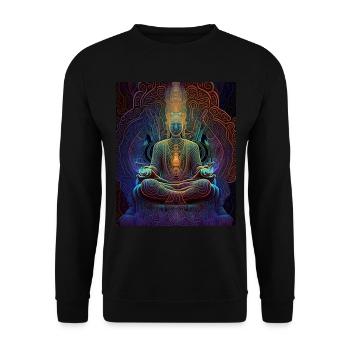 Colorful Psychedelic Buddha Meditation - Unisex Sweatshirt - black - Front - Alina (178cm) & Michal (187cm)