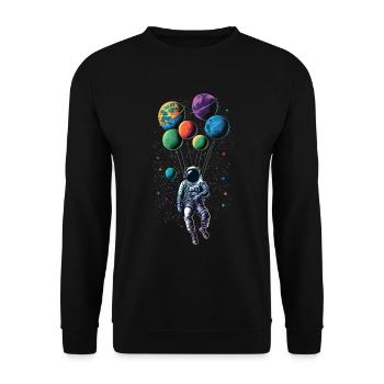 Astronaute volant dans l’espace sur des ballons - Sweat-shirt Unisexe - noir - Devant - Alina (178cm) & Michal (187cm)