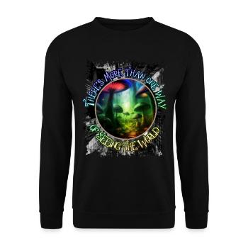 Mushroom Way Mycology Couleur psychédélique - Sweat-shirt Unisexe - noir - Devant - Alina (178cm) & Michal (187cm)