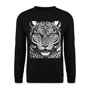 Ornate Tiger Intricate Detail White Artwork - Unisex Sweatshirt - black - Front - Alina (178cm) & Michal (187cm)