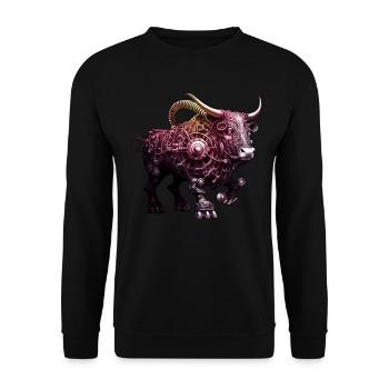 Ornate Steampunk Bull Detailed Intricate Cool Art - Unisex Sweatshirt - black - Front - Alina (178cm) & Michal (187cm)