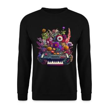 Floral Synthetizer Intricate Flower DJ Artwork - Unisex Sweatshirt - black - Front - Alina (178cm) & Michal (187cm)