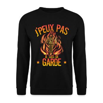 Je Peux Pas Je Suis De Garde Pompiers Cadeau De Po - Sweat-shirt Unisexe - noir - Devant - Alina (178cm) & Michal (187cm)