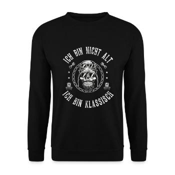 Ich bin nicht alt ich bin klassisch - Unisex Pullover - Schwarz - Vorne - Alina (178cm) & Michal (187cm)