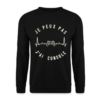 J'Peux Pas J'ai Console cadeau Ado anniversaire - Sweat-shirt Unisexe - noir - Devant - Alina (178cm) & Michal (187cm)
