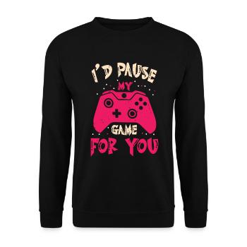 Ich pausiere mein Spiel für dich Valentine Gaming - Unisex Pullover - Schwarz - Vorne - Alina (178cm) & Michal (187cm)
