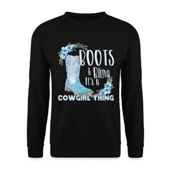 Drôles de bottes Bling Women Country - Sweat-shirt Unisexe - noir - Devant - Alina (178cm) & Michal (187cm)