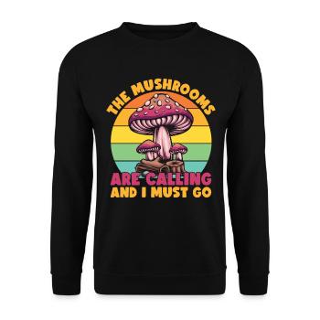 Mushrooms Are Calling Adventure Lover - Unisex Sweatshirt - black - Front - Alina (178cm) & Michal (187cm)