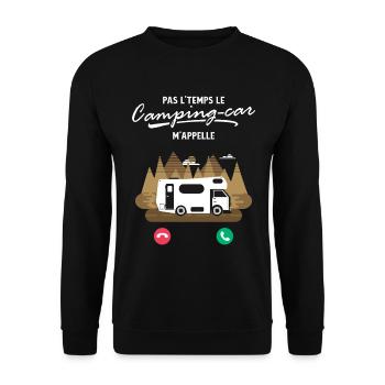 Pas L'Temps le Camping Car Appelle M'Appelle - Unisex Pullover - Schwarz - Vorne - Alina (178cm) & Michal (187cm)