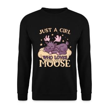 Just Girl Who Loves Elch Funny Elch - Unisex Pullover - Schwarz - Vorne - Alina (178cm) & Michal (187cm)