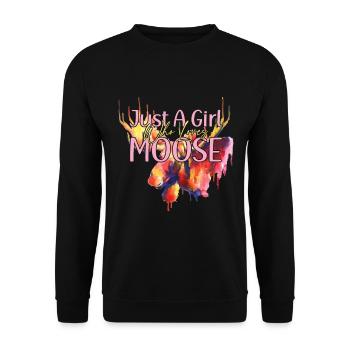 Nur ein Mädchen, das lustige Elchliebhaber liebt - Unisex Pullover - Schwarz - Vorne - Alina (178cm) & Michal (187cm)