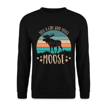 Nur ein Mädchen, das lustige Elchliebhaber liebt - Unisex Pullover - Schwarz - Vorne - Alina (178cm) & Michal (187cm)