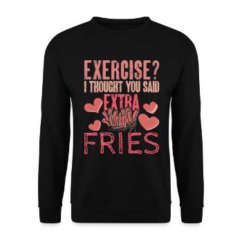 Exercice Je pensais que vous aviez dit frites supplémentaires - Sweat-shirt Unisexe - noir - Devant - Alina (178cm) & Michal (187cm)