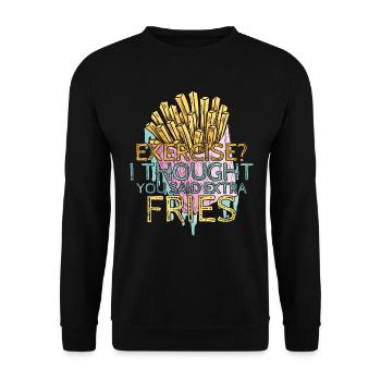 Exercice Je pensais que vous aviez dit frites supplémentaires - Sweat-shirt Unisexe - noir - Devant - Alina (178cm) & Michal (187cm)