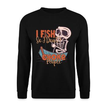 Je pêche pour ne pas étouffer les gens Pêcheur - Sweat-shirt Unisexe - noir - Devant - Alina (178cm) & Michal (187cm)