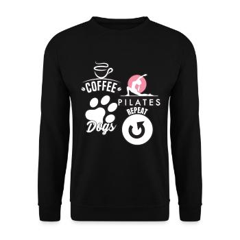 Coffee Pilates Dogs Repeat Funny Pilates - Unisex Sweatshirt - black - Front - Alina (178cm) & Michal (187cm)