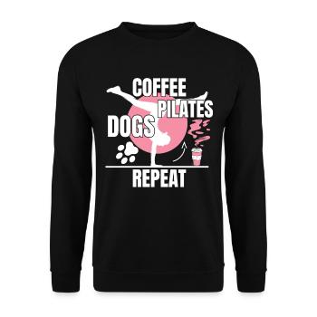 Coffee Pilates Dogs Repeat Funny Pilates - Unisex Sweatshirt - black - Front - Alina (178cm) & Michal (187cm)