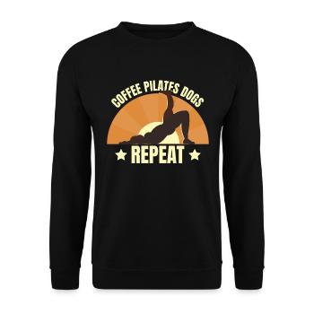 Coffee Pilates Dogs Repeat Funny Pilates - Unisex Sweatshirt - black - Front - Alina (178cm) & Michal (187cm)