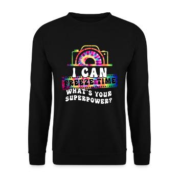 Photographe Freeze Time Superpower - Sweat-shirt Unisexe - noir - Devant - Alina (178cm) & Michal (187cm)