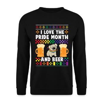 J’adore le mois de la fierté et la bière - Sweat-shirt Unisexe - noir - Devant - Alina (178cm) & Michal (187cm)