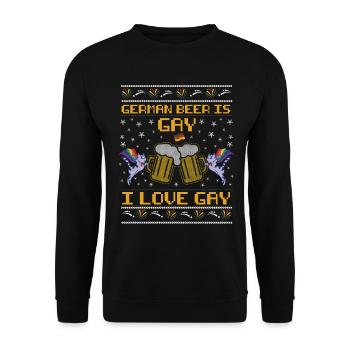 German Beer is Gay - I love Gay - Unisex Sweatshirt - black - Front - Alina (178cm) & Michal (187cm)