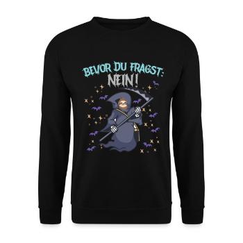 Bevor du fragst: Nein - Unisex Pullover - Schwarz - Vorne - Alina (178cm) & Michal (187cm)