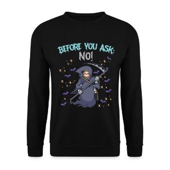 Before you ask: No - Unisex Sweatshirt - black - Front - Alina (178cm) & Michal (187cm)