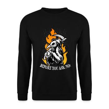 Before you ask: No! - Unisex Sweatshirt - black - Front - Alina (178cm) & Michal (187cm)
