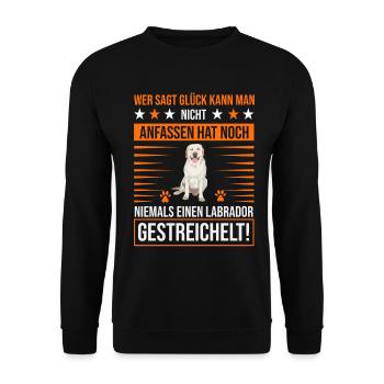 Labrador streicheln - Unisex Pullover - Schwarz - Vorne - Alina (178cm) & Michal (187cm)