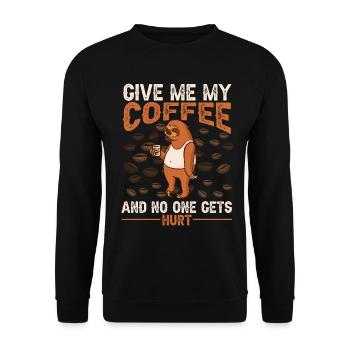 Sloth: Give me Coffee and no one gets hurt! - Unisex Sweatshirt - black - Front - Alina (178cm) & Michal (187cm)