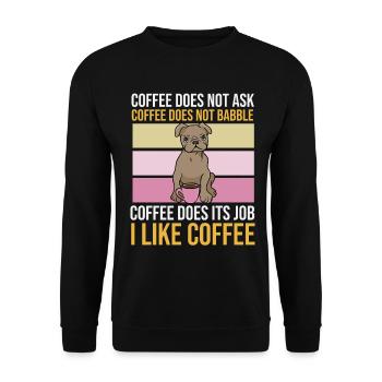 Kaffe Hund Morgenmuffel Montag Hass - Unisex Pullover - Schwarz - Vorne - Alina (178cm) & Michal (187cm)