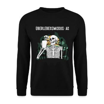Überlebensmodus: An - Unisex Pullover - Schwarz - Vorne - Alina (178cm) & Michal (187cm)