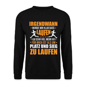 Laufen: Mehr als auf Sieg laufen - Unisex Pullover - Schwarz - Vorne - Alina (178cm) & Michal (187cm)