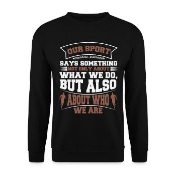 Our sport is running - Unisex Pullover - Schwarz - Vorne - Alina (178cm) & Michal (187cm)