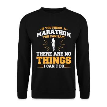 Ich schaffe alles: Marathon Finisher - Unisex Pullover - Schwarz - Vorne - Alina (178cm) & Michal (187cm)
