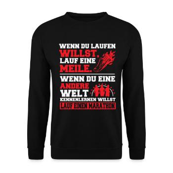 Marathon: Lerne eine andere Welt kennen! - Unisex Pullover - Schwarz - Vorne - Alina (178cm) & Michal (187cm)