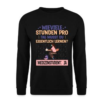 Wie viele Stunden muss man lernen? - Unisex Pullover - Schwarz - Vorne - Alina (178cm) & Michal (187cm)