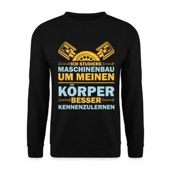 Maschinenbau= Körperkunde - Unisex Pullover - Schwarz - Vorne - Alina (178cm) & Michal (187cm)