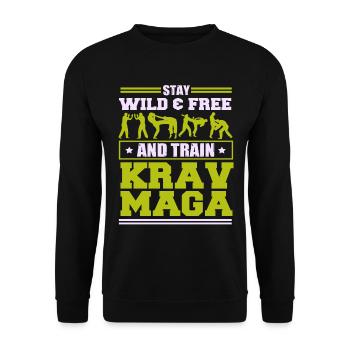 Stay wild amd free and train Krav Maga - Unisex Pullover - Schwarz - Vorne - Alina (178cm) & Michal (187cm)