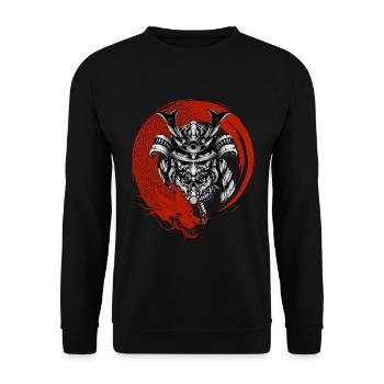 Samurai und Drache - Unisex Pullover - Schwarz - Vorne - Alina (178cm) & Michal (187cm)