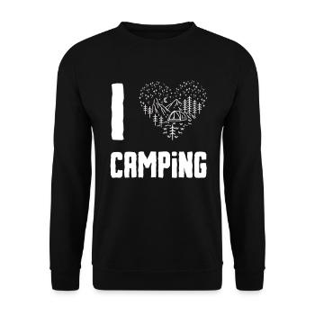 Ich liebe Camping - Unisex Pullover - Schwarz - Vorne - Alina (178cm) & Michal (187cm)