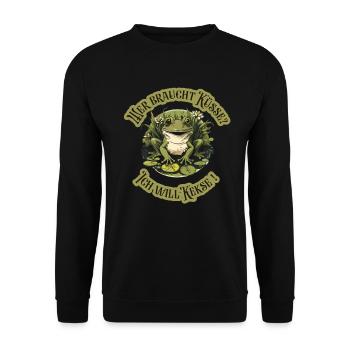 Wer braucht küsse, ich will Kekse - Unisex Pullover - Schwarz - Vorne - Alina (178cm) & Michal (187cm)