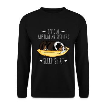 Official Australia Shepherd Sleep Shirt - Unisex Sweatshirt - black - Front - Alina (178cm) & Michal (187cm)