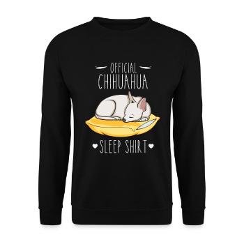 Official Chihuahua Sleep Shirt - Unisex Sweatshirt - black - Front - Alina (178cm) & Michal (187cm)