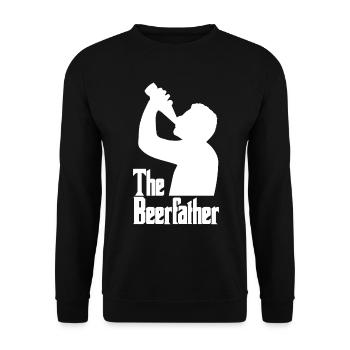 Lustig Der Biervater stößt auf Größe - Unisex Pullover - Schwarz - Vorne - Alina (178cm) & Michal (187cm)