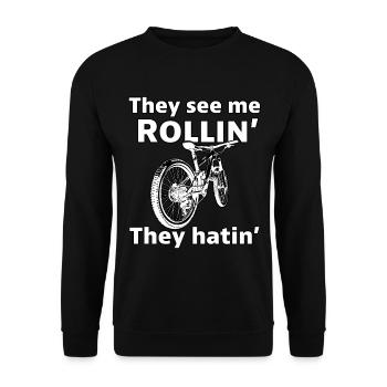 Rollin' Rebel: Pedal with Attitude Funny Bicycle - Unisex Sweatshirt - black - Front - Alina (178cm) & Michal (187cm)