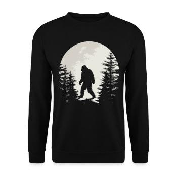 Gruselige Bigfoot-Silhouette Vollmond-Mysterium - Unisex Pullover - Schwarz - Vorne - Alina (178cm) & Michal (187cm)