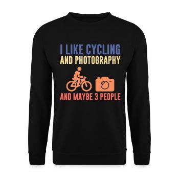 I Like Cycling and Photography Funny Quote - Unisex Sweatshirt - black - Front - Alina (178cm) & Michal (187cm)